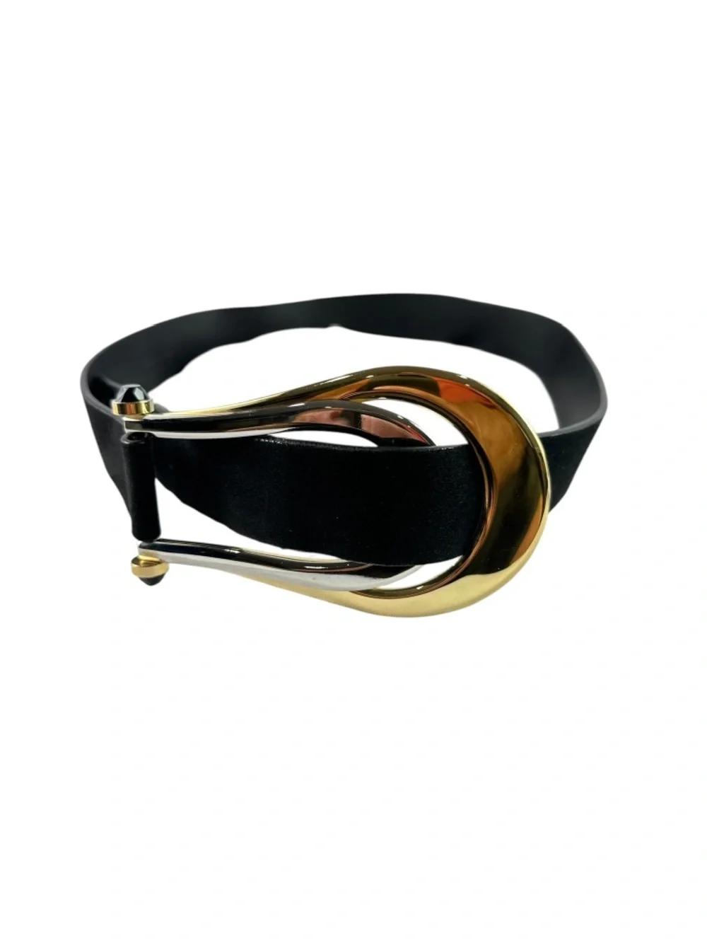 Vintage VALENTINO Garavani Black Suede Leather Wide Buckle Women Belt Size 85/34